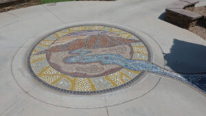 Mosaic at clock tower outdoor art forever sabbatical
