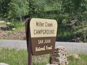 San Juan National Forest camping sign
